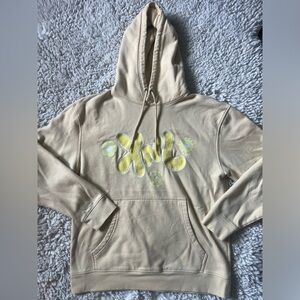 Cream Hoodie with Yellow Graphic Floral Detail